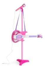 ModernHome Dětská elektrická kytara se stojanem a mikrofonem Deciz růžová