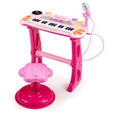 ModernHome Dětský keyboard s mikrofonem Laura růžový