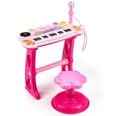 ModernHome Dětský keyboard s mikrofonem Laura růžový
