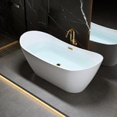 BPS-koupelny Volně stojící akrylátová vana HYD-RIC513D 180x80 bílá, odtokový komplet zlatý