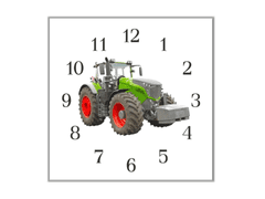 Glasdekor Nástěnné hodiny 30x30cm traktor Fendt - Materiál: plexi
