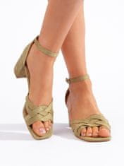 Amiatex Designové zelené sandály dámské na širokém podpatku, odstíny zelené, 41