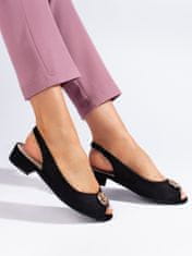 Amiatex Klasické dámské černé sandály na plochém podpatku, černé, 41