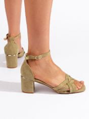 Amiatex Designové zelené sandály dámské na širokém podpatku, odstíny zelené, 41