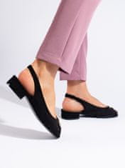Amiatex Klasické dámské černé sandály na plochém podpatku, černé, 41