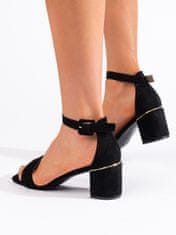 Amiatex Zajímavé černé dámské sandály na širokém podpatku, černé, 40