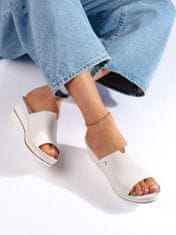 Amiatex Exkluzívní nazouváky dámské bílé na klínku + Ponožky Gatta Calzino Strech, bílé, 38