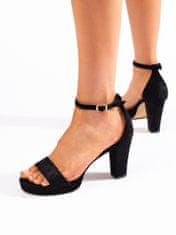 Amiatex Pohodlné sandály černé dámské na širokém podpatku + Ponožky Gatta Calzino Strech, černé, 38