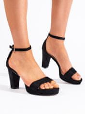 Amiatex Pohodlné sandály černé dámské na širokém podpatku, černé, 39
