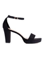 Amiatex Pohodlné sandály černé dámské na širokém podpatku + Ponožky Gatta Calzino Strech, černé, 38