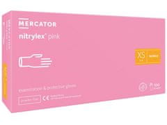 MERCATOR MEDICAL NITRYLEX PINK - Nitrilové rukavice (bez pudru) růžové, 100 ks, R-009, XS