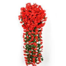Netscroll Umelo kvetinové visiace kvety, umelé visiace kvety s prírodným vzhľadom na vonkajšie alebo vnútorné použitie, na terasu, záhradu, balkón, svadby, oslavy, chodbu, 80cm, červenej farby, HangingFlowers