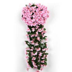 Netscroll Umělé květinové visící květiny, umělé visící květiny s přírodním vzhledem pro venkovní nebo vnitřní použití, na terasu, zahradu, balkon, svatby, oslavy, chodbu, 80cm, růžové barvy, HangingFlowers