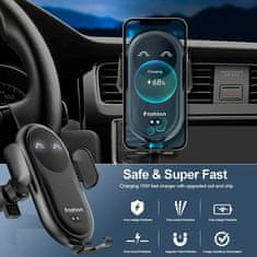 Netscroll Chytrý bezdrátový nabíječ a držák do auta v jednom, držák na telefon a nabíječka do auta s 360° rotací, inteligentní stojan s čidlem pro auto, rychlé bezdrátové nabíjení, automatické připojení,Phonezy