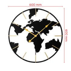 MPM QUALITY Designové kovové hodiny World, černá