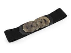 Kraftika 1ks černá starozlatá dámský pásek pružný šíře 6 cm kovová
