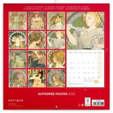 Grooters Poznámkový kalendář Alfons Mucha 2025, 30 × 30 cm