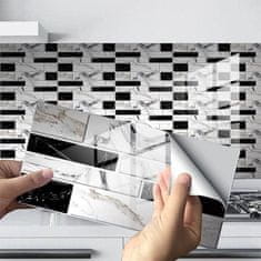 Netscroll 12x 3D samolepicí stěnové nálepky s mramorovým vzhledem (12 kusů), 10x20 cm, snadná aplikace, dodají vašemu domovu nádech svěžesti a luxusu, samolepicí stěnové tapety, DecorWallpaper