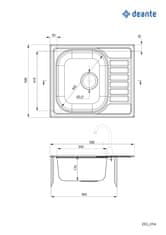 BPS-koupelny Dřez Soul s odkapávačem, nerez - ZEO 311A