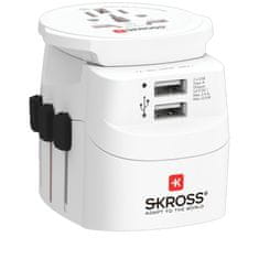 Skross  PRO Light USB World, UK+USA+Austrálie/Čína, 2x USB-A, vč. adaptéru ostatních vidlic