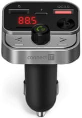 Connect IT InCarz Bluetooth transmitter, 2x USB-A + 1x USB-C, ANTRACITOVÝ