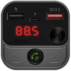 Connect IT InCarz Bluetooth transmitter, 2x USB-A + 1x USB-C, ANTRACITOVÝ