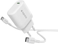 EPICO Resolve síťová nabíječka GaN, USB-C, 30W, bílá + USB-C kabel, 1.2m