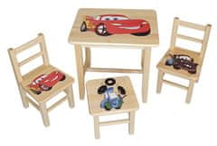 bHome Dětský stůl se třemi židlemi Wood Cars