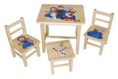 bHome Dětský stůl se třemi židlemi Wood Frozen