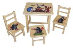bHome Dětský stůl se třemi židlemi Wood Krteček