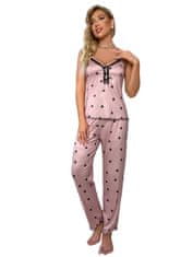 VIVVA® Dámské pyžamo s krajkovými detaily a srdíčkovým vzorem, Dlouhé Pyžamo, Dámská Pyžama | LUNAR Dlouhé (Růžová, M)
