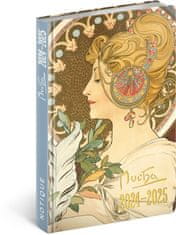 Presco Publishing 18měsíční diář Petito – Alfons Mucha 2024/2025, 11 × 17 cm