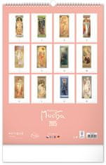 Grooters Nástěnný kalendář Alfons Mucha 2025, 33 × 46 cm