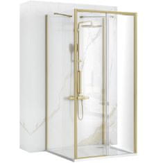 BPS-koupelny 3-stěnný čtvercový sprchový kout REA RAPID SLIDE 100/dveře x 100/zástěna cm, zlatý kartáčovaný