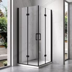 BPS-koupelny Čtvercový sprchový kout HYD-SK08D 100x100 černý/transparent + vanička HYD-OSV-ST06A černá