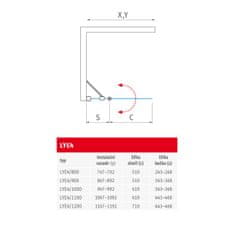 BPS-koupelny Čtvercový nebo obdélníkový sprchový kout LYE4+LYE4, brillant ROT-594630623