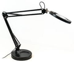 Immax LED stolní lampička ZOOM, s lupou, 12W, 5V/2A, stmívatelná, černá