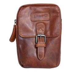 FLW Malá pánská taška Lozano ze světle hnědé kůže s látkovou podšívkou, s poutkem za pas a popruhem přes rameno