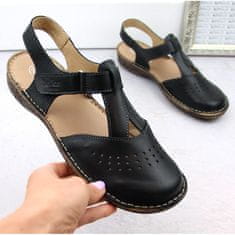Helios Kožené pohodlné sandály černé velikost 41