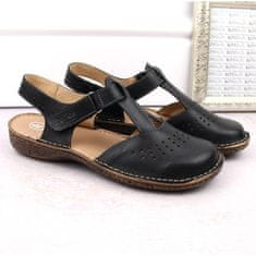 Helios Kožené pohodlné sandály černé velikost 40