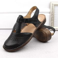 Helios Kožené pohodlné sandály černé velikost 41