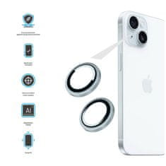 FIXED Ochranná skla čoček fotoaparátů Camera Glass pro Apple iPhone 15/15 Plus, světle modrá (FIXGC2-1200-LGBL)