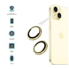 FIXED Ochranná skla čoček fotoaparátů Camera Glass pro Apple iPhone 15/15 Plus, žlutá (FIXGC2-1200-YL)