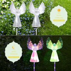 Netscroll Solární svítidlo ve tvaru anděla, zahradní solární svítidlo, které oživí vaši zahradu, stezku nebo terasu, barevné solární světlo je vodotěsné, poskytuje 8-10 hodin světla, automatické zapínání,Angels