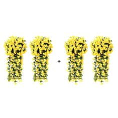 Netscroll 2+2 umělé závěsné květiny, umělé závěsné květy s přirozeným vzhledem pro venkovní nebo vnitřní použití, na terasu, zahradu, balkon, svatby, oslavy, chodbu, 80cm, žluté, 4 kusy, HangingFlowers