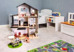 Leomark  Moderní dřevěný domeček pro panenky ve stylu LOFT s okenicemi a terasou 343