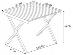 Mirpol Skládací hliníkový zahradní kempingový stůl 60x60x44 cm Drevo