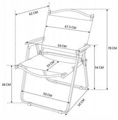 Mirpol Skládací kempingová židle béžová 54x78 cm