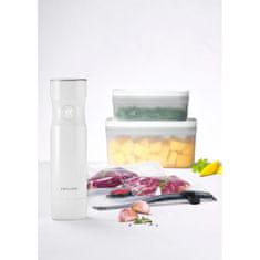 Zwilling Fresh Ampamp Ušetřete 2 ks Bílé vakuové plastové nádoby na potraviny s vakuovou pumpou a sáčky