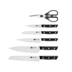 Ballarini Simeto 7 EL černé nerezové kuchyňské nože v bloku a nůžky